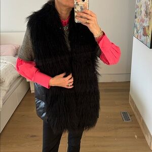 Women's Black Real feather Vest - Size L